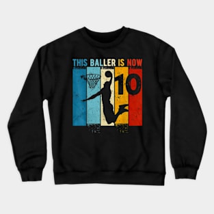 10 Year Old Basketball 10th Birthday Boy Crewneck Sweatshirt